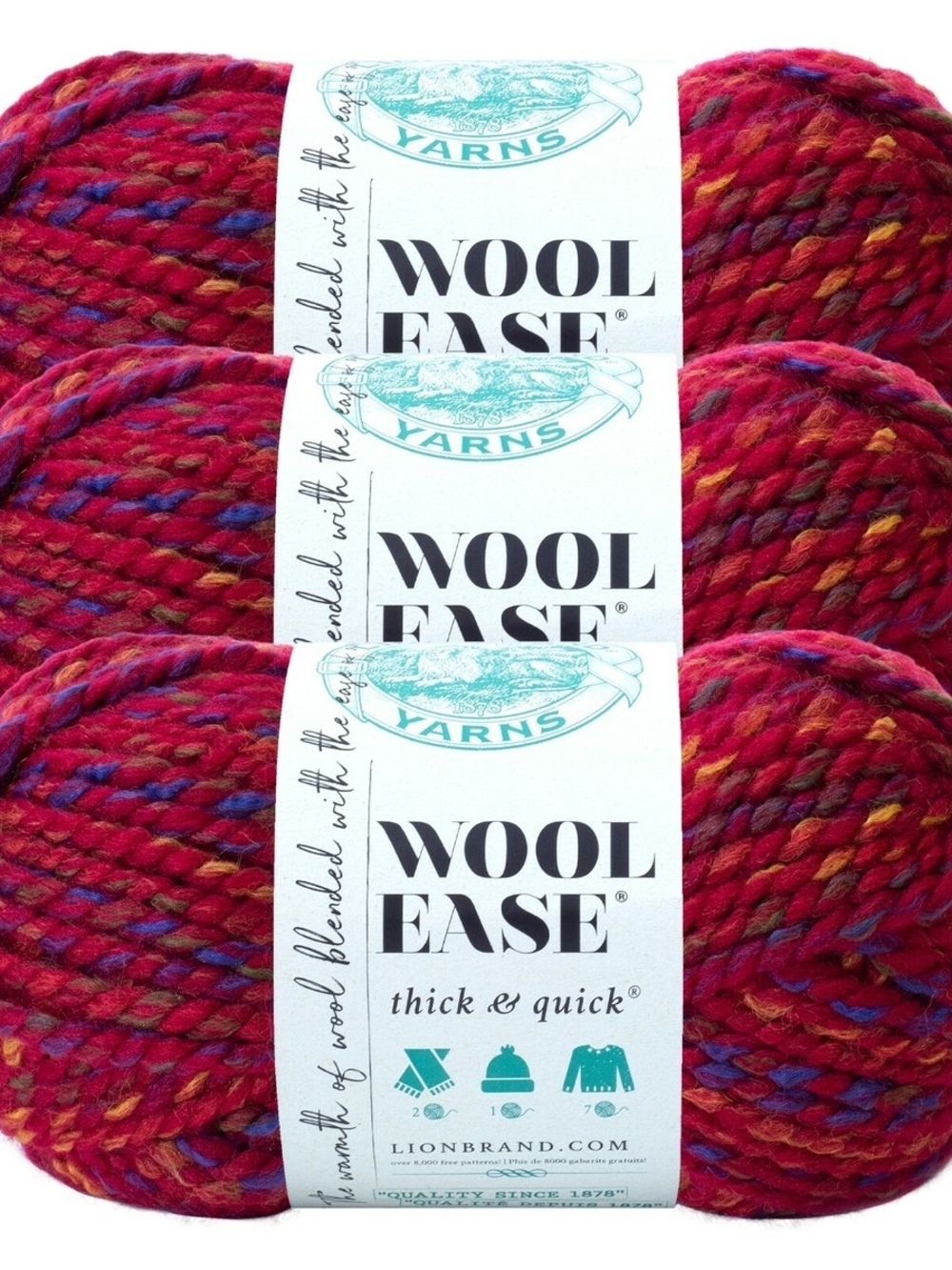 Lion Brand Wool-Ease Thick & Quick Campfire #621 Yarn 3 Pack NEW